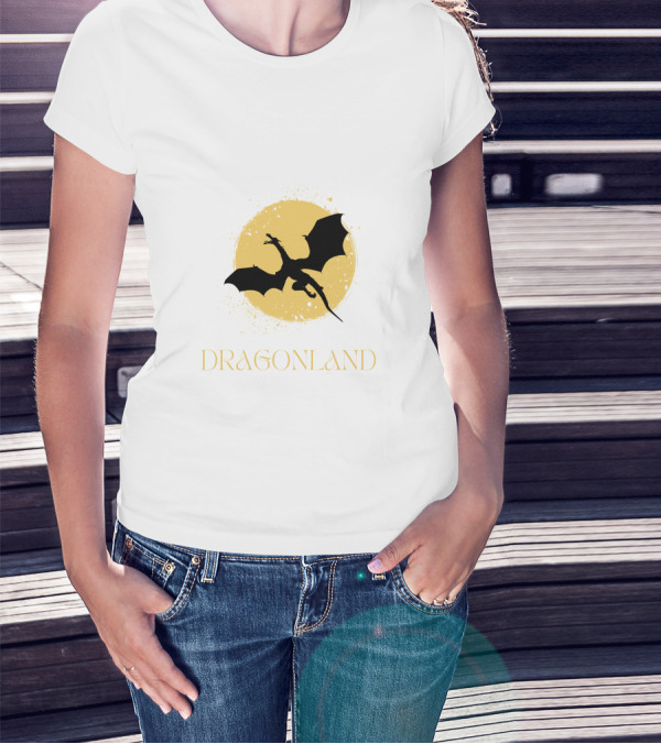 Dragonland Silhouette Against Moon T-Shirt