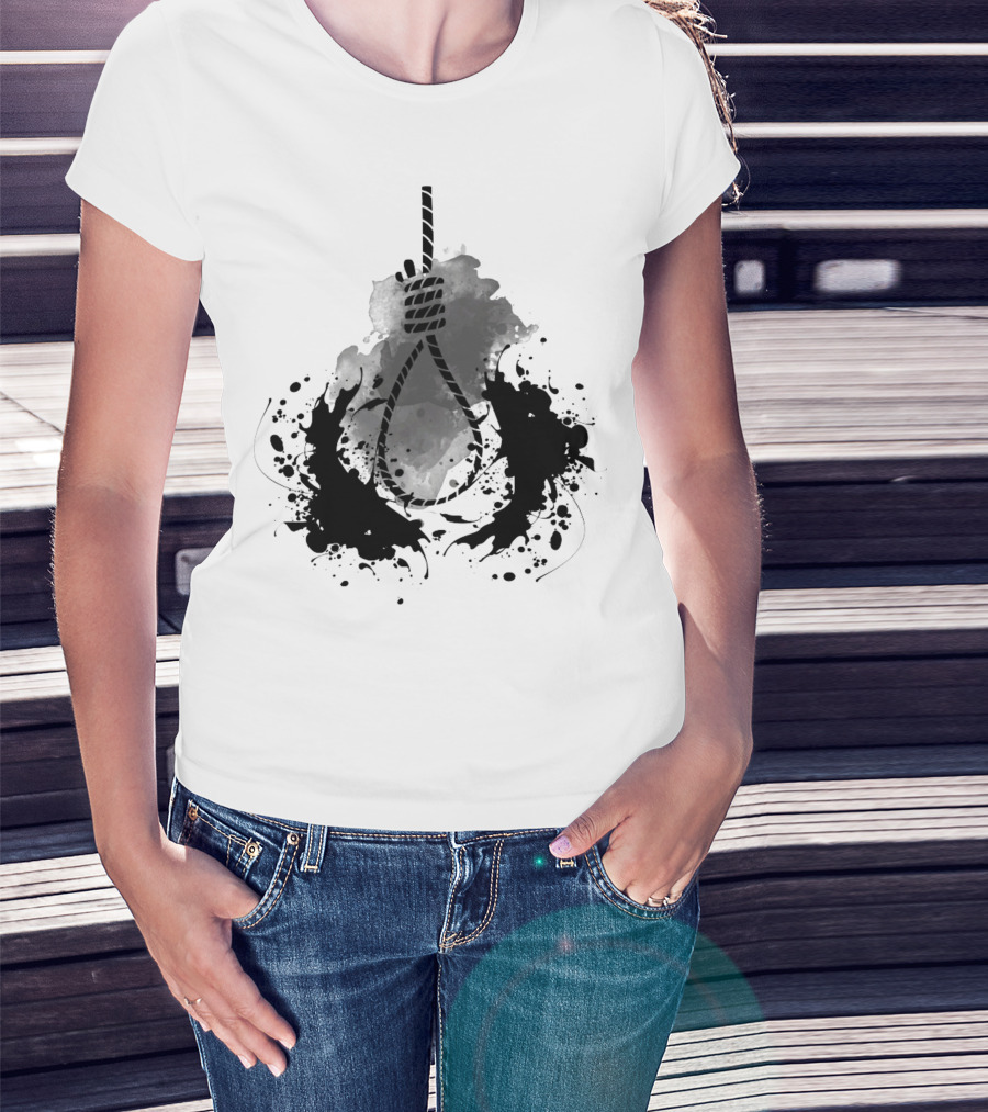 Rope Black And White Abstract Ink Splatter T-Shirt