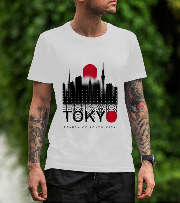 Tokyo Beauty Of Tokyo City Skyline Red Sun T-Shirt