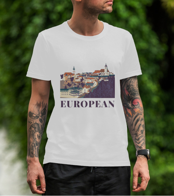 European Scenic Village Architecture Panorama T-Shirt