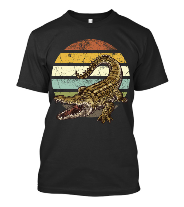 Crocodile Vintage Sunset Stripes T-Shirt