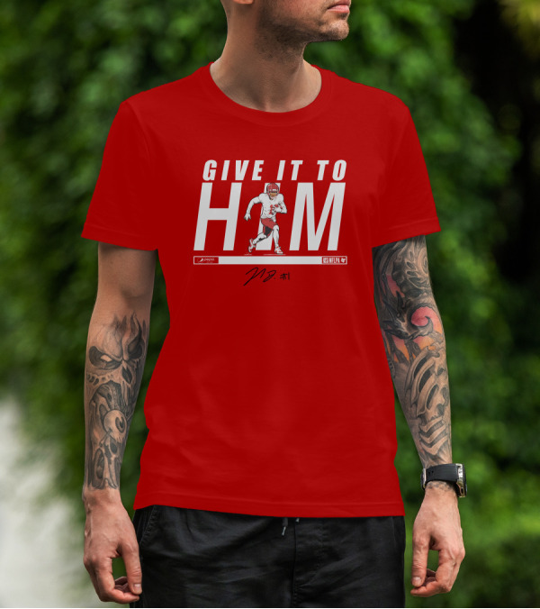 Give It To Him Football Player Signature 10 Red And White T-Shirt