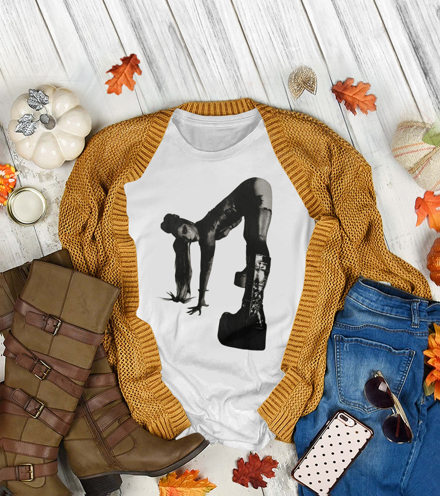 Lady Gaga Chromatica Black and White Striking Pose Platform Boots T-Shirt