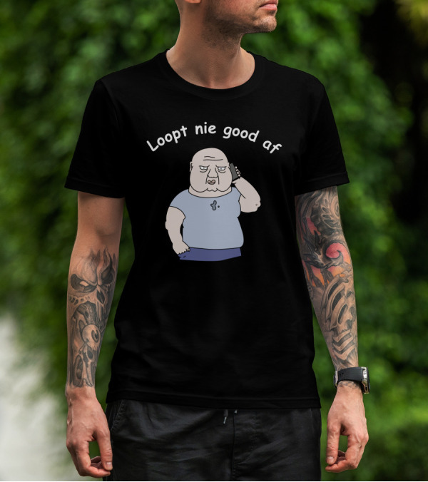 Loopt Nie Goed Af Cartoon Character On Phone T-Shirt