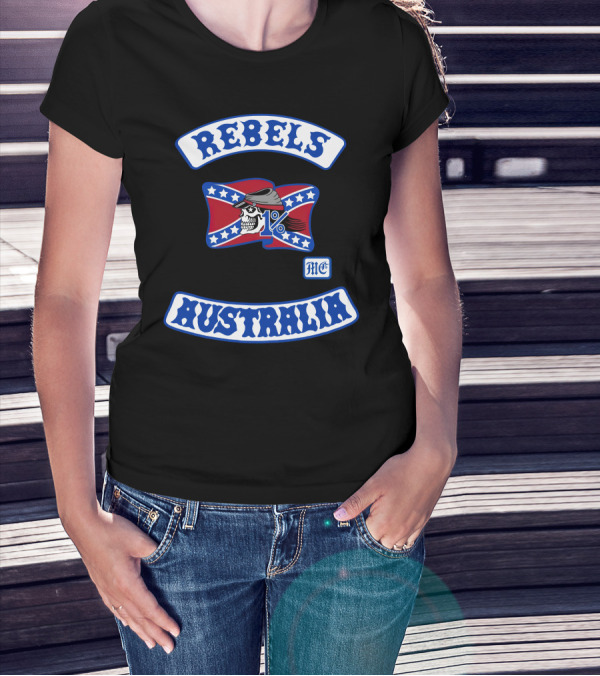 Rebels MC 1% Skull Australia Motorcycle Club Patch T-Shirt