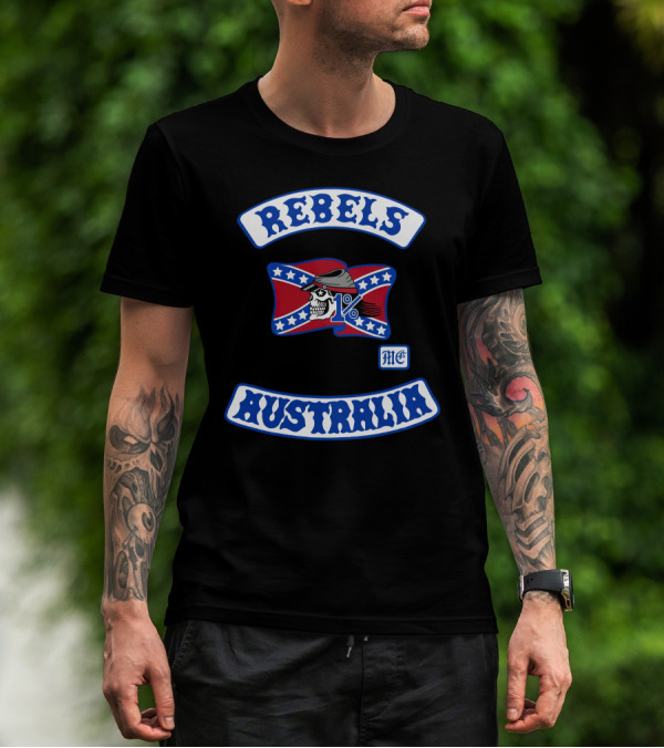 Rebels MC 1% Skull Australia Motorcycle Club Patch T-Shirt
