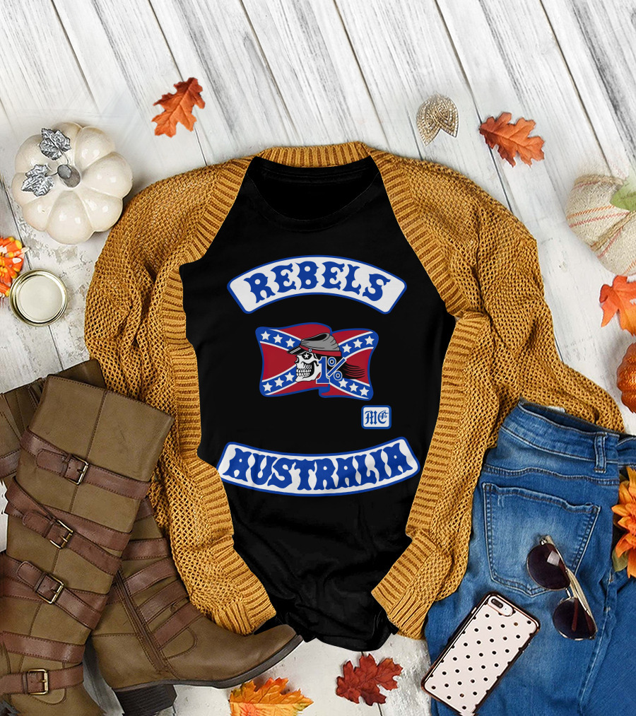 Rebels MC 1% Skull Australia Motorcycle Club Patch T-Shirt