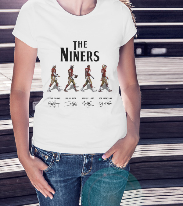 The Niners San Francisco 49ers Abbey Road Steve Young Jerry Rice Ronnie Lott Joe Montana Signatures T-Shirt