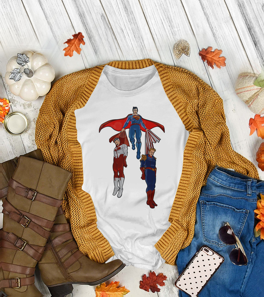 Batman Superman Vs Omni-Man And Homelander Comic Icons Showdown T-Shirt