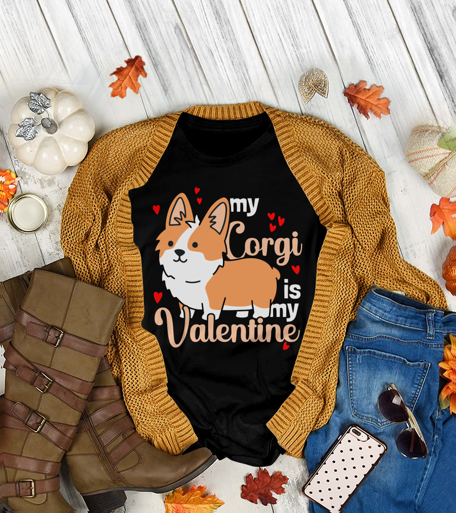 My Corgi is My Valentine Hearts Corgi T-Shirt