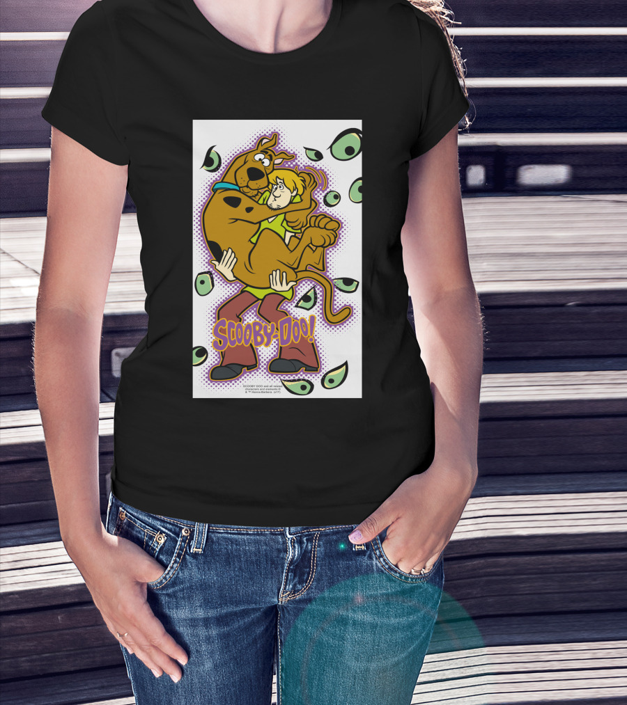 Scooby-Doo Shaggy Hug Surrounded By Eyes T-Shirt