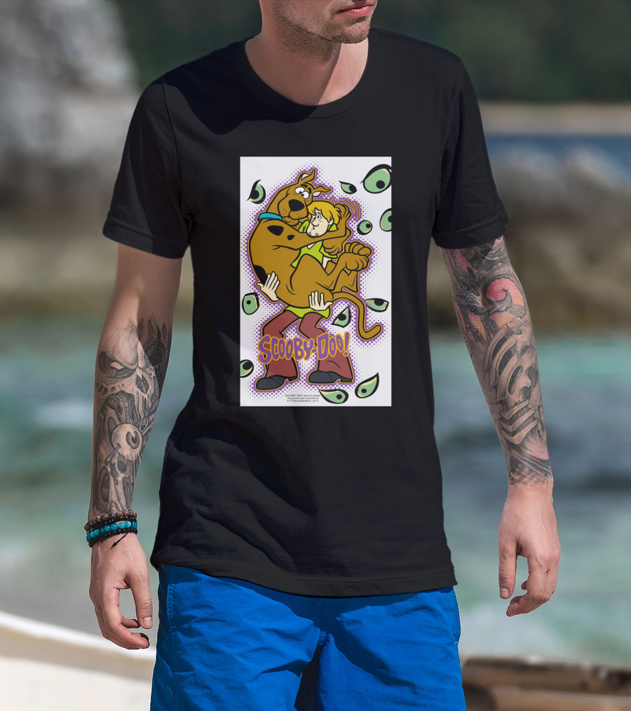 Scooby-Doo Shaggy Hug Surrounded By Eyes T-Shirt