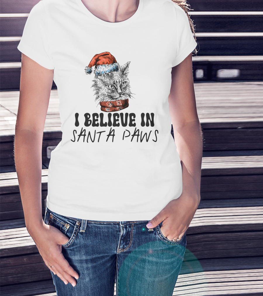 I Believe In Santa Paws Cat T-Shirt