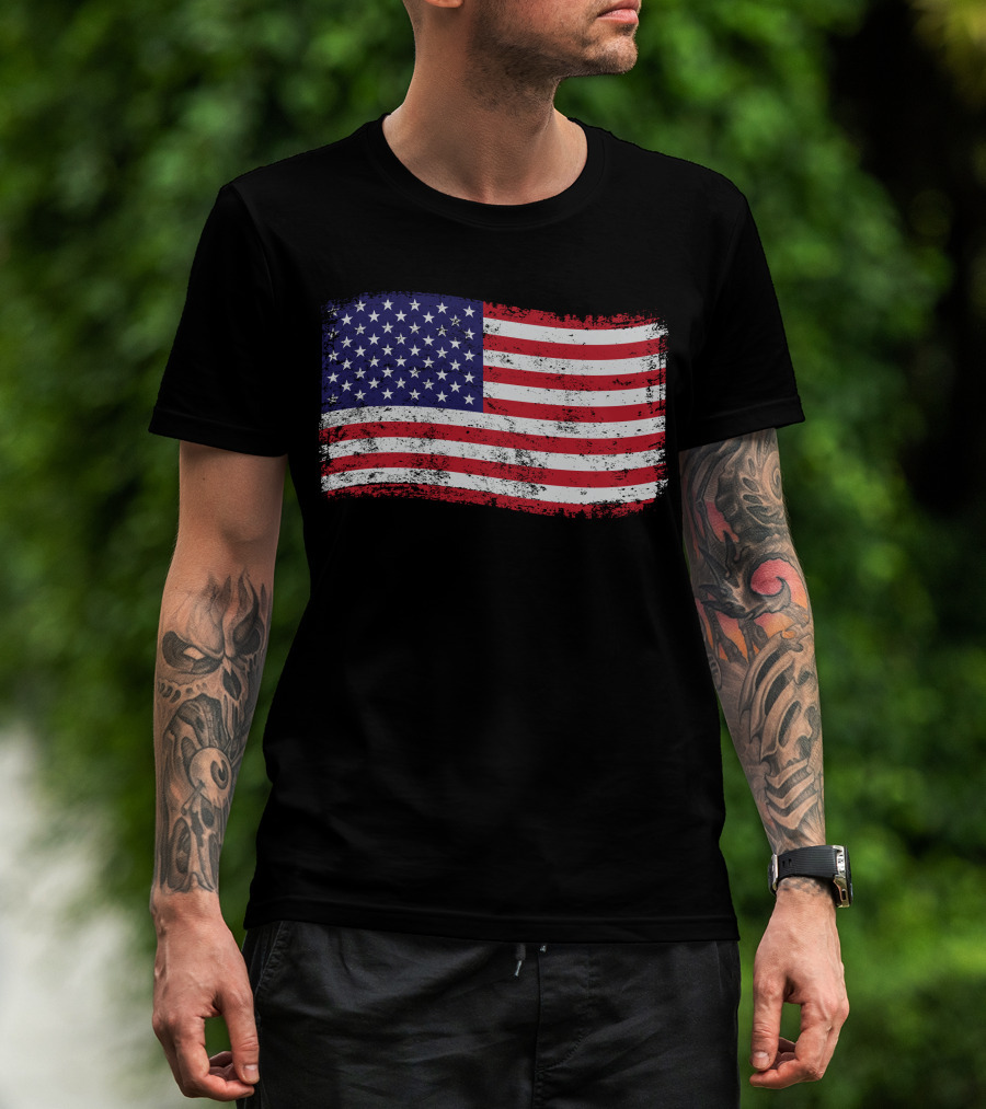 American Flag Distressed Vintage Style T-Shirt