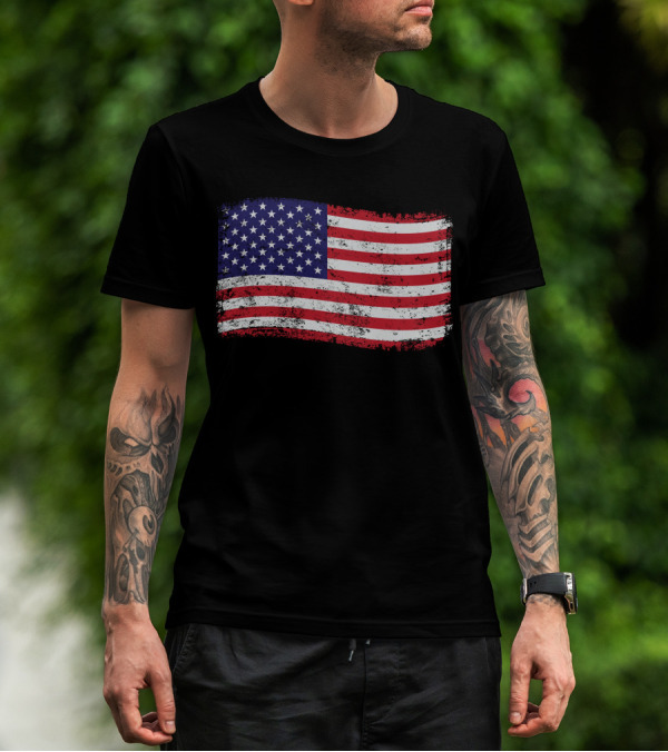 American Flag Distressed Vintage Style T-Shirt