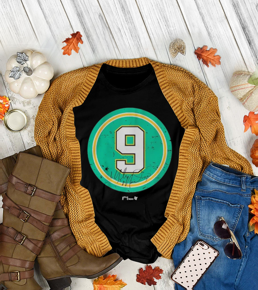Mike Modano No 9 Retro Circle Signature T-Shirt