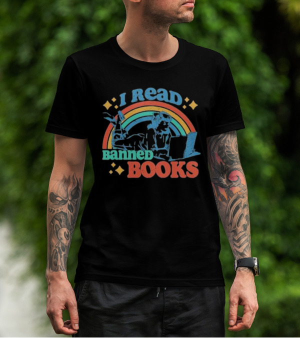 I Read Banned Books Retro Rainbow T-Shirt