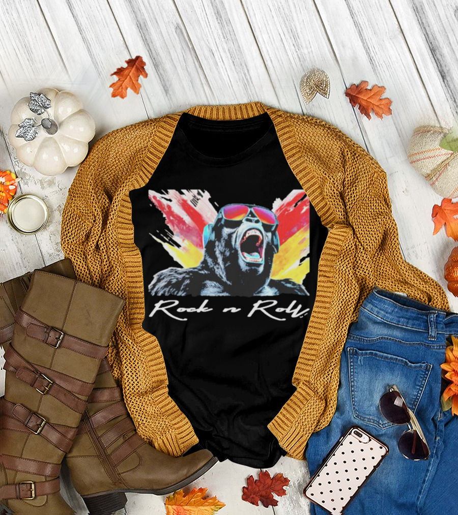 Rock N Roll Gorilla with Headphones and Sunglasses T-Shirt