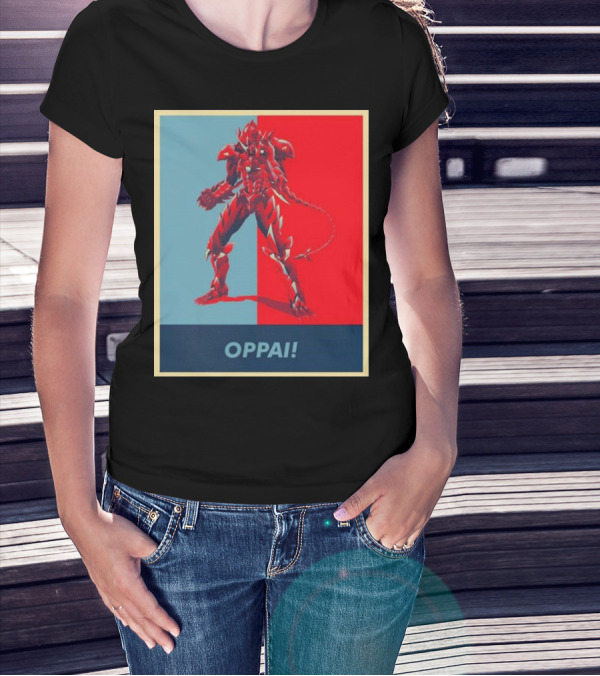 OPPAI Issei Hyoudou High School DxD Hope Style Mecha Fusion Red And Blue Dual Color Background T-Shirt