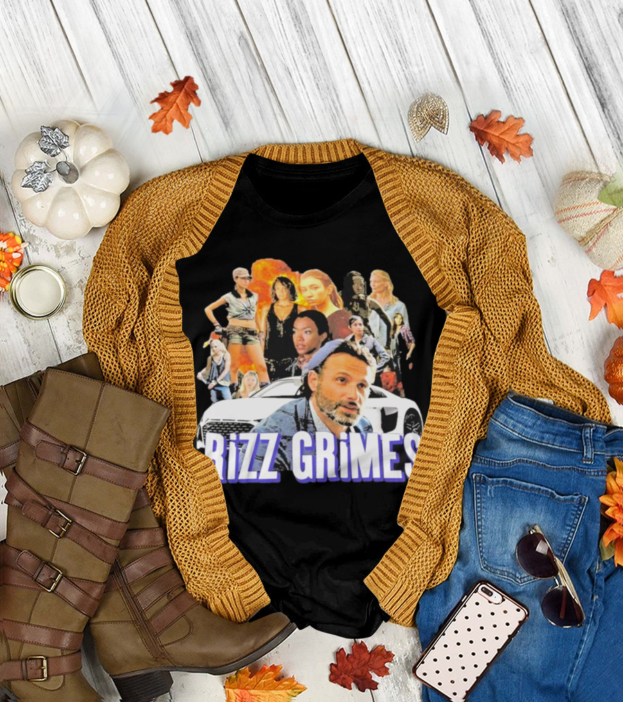Rizz Grimes Walking Dead Car Iconic Character Collage T-Shirt