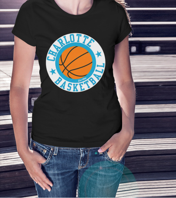 Charlotte Basketball Est 1988 Logo Vintage Style Circle Emblem T-Shirt