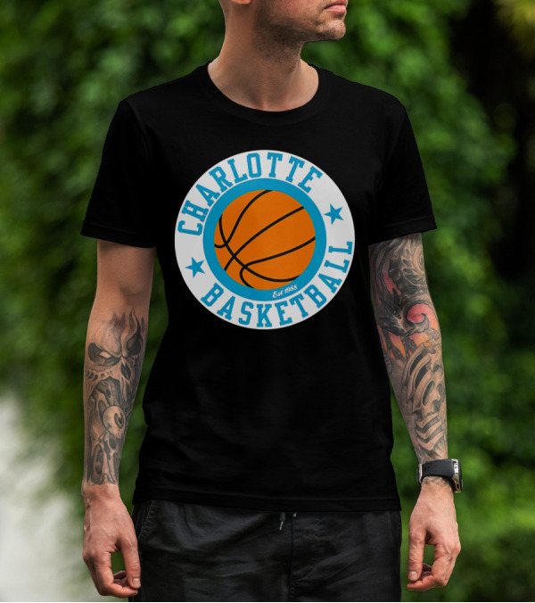 Charlotte Basketball Est 1988 Logo Vintage Style Circle Emblem T-Shirt