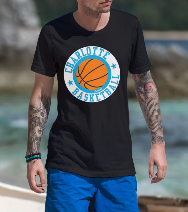Charlotte Basketball Est 1988 Logo Vintage Style Circle Emblem T-Shirt