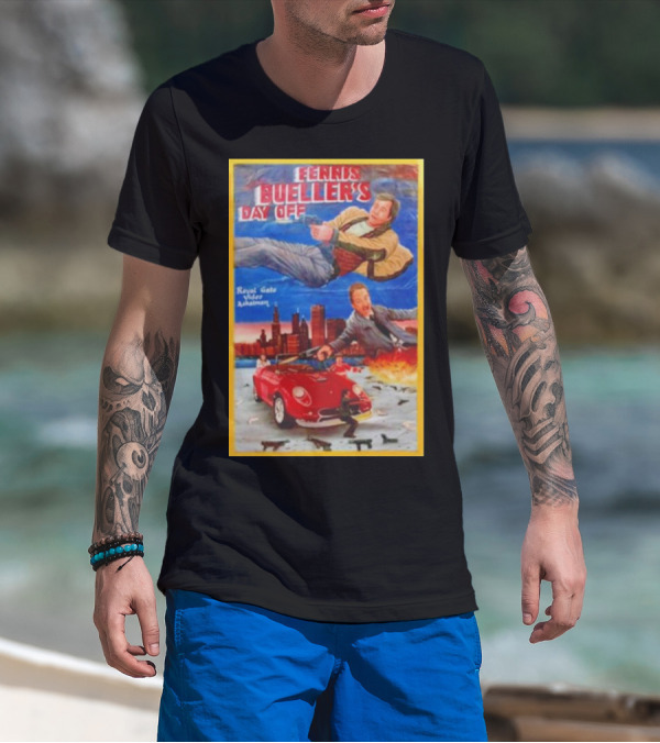 Ferris Bueller's Day Off Royal Gato Video Ashaiman Explosive Artwork With Thrilling City Escape T-Shirt