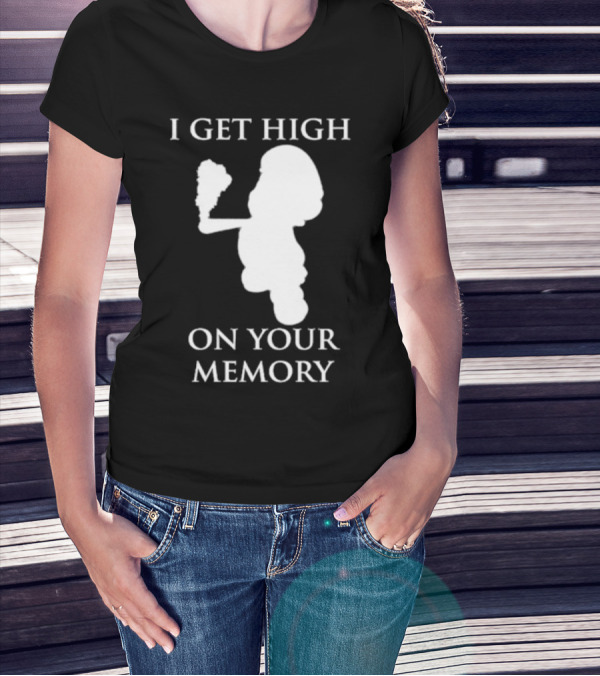 I Get High On Your Memory Mario Silhouette Smoking Pipe T-Shirt
