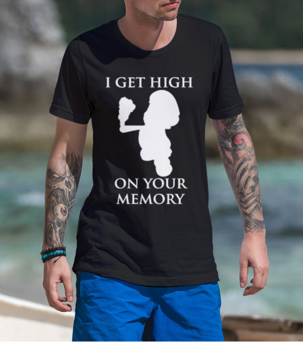 I Get High On Your Memory Mario Silhouette Smoking Pipe T-Shirt