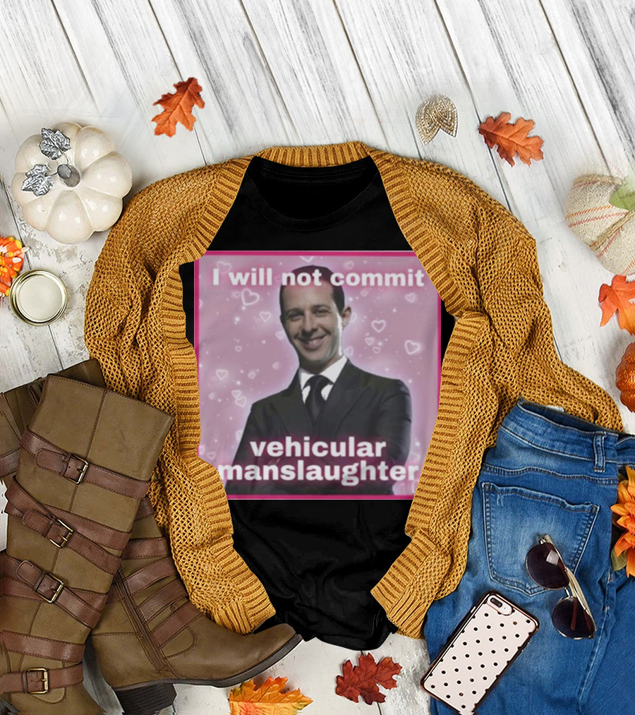 I Will Not Commit Vehicular Manslaughter Meg Succession Text Posts Pink Hearts T-Shirt