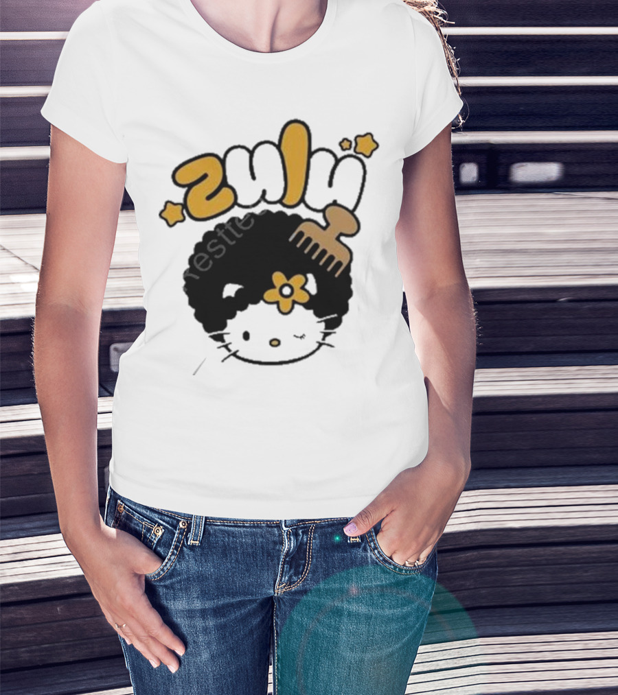 Zulu Kitty Afro Comb And Star T-Shirt