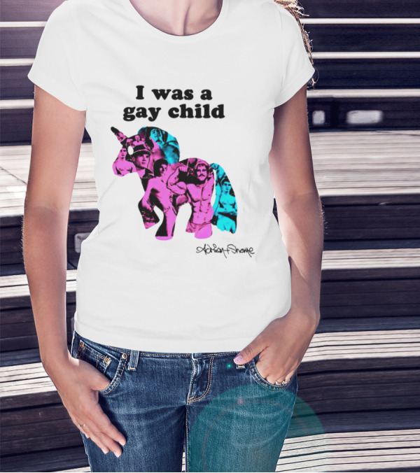 Adrian Shane I Was A Gay Child Unicorn Collage T-Shirt