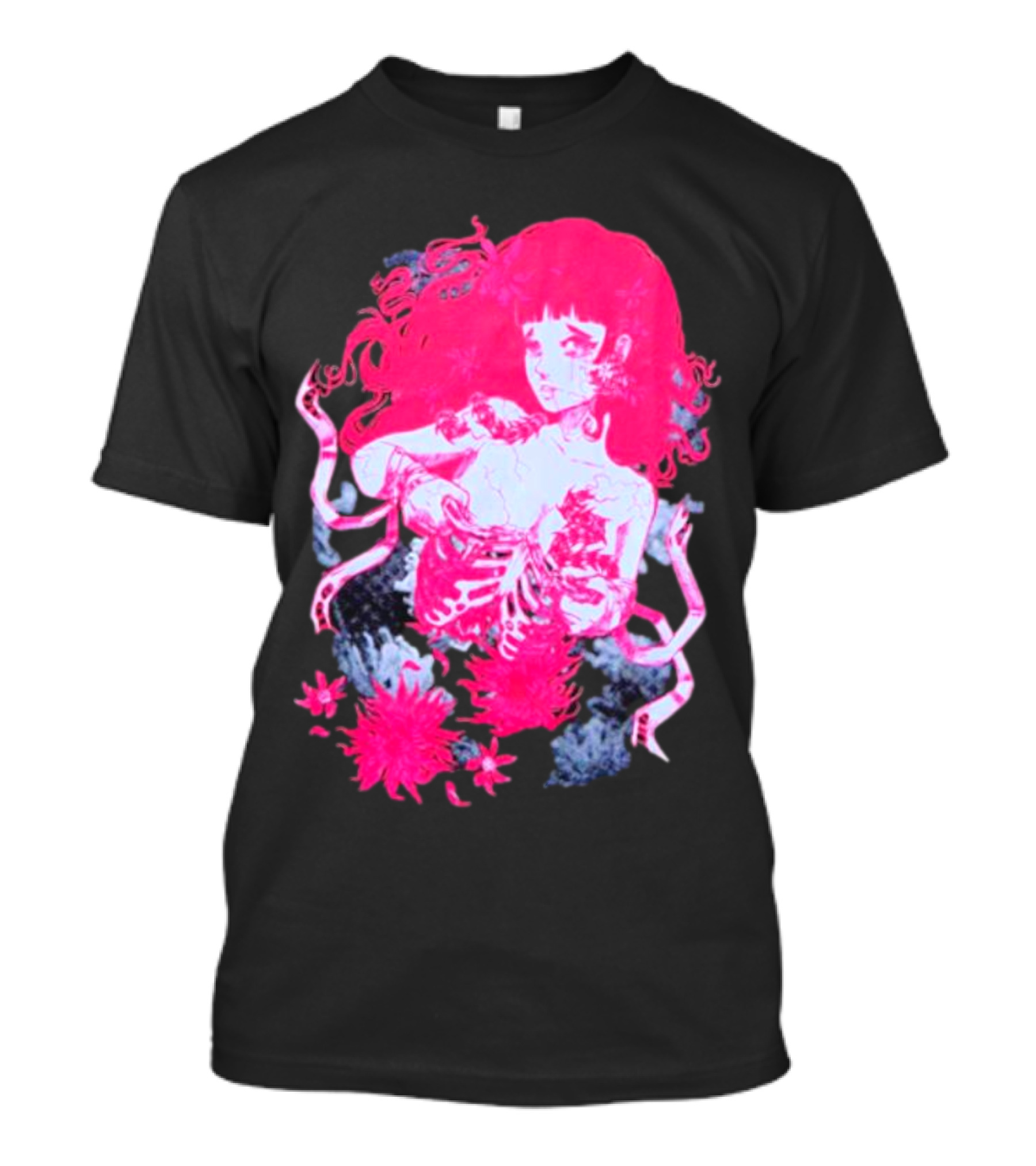 Centipede Girl Rib Cage Pink Floral T-Shirt