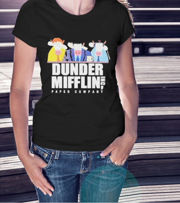 Dunder Mifflin Inc Paper Cowpany Cow Characters T-Shirt