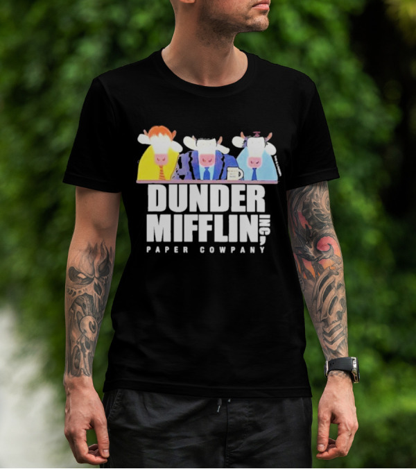 Dunder Mifflin Inc Paper Cowpany Cow Characters T-Shirt