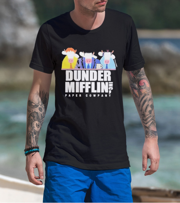 Dunder Mifflin Inc Paper Cowpany Cow Characters T-Shirt