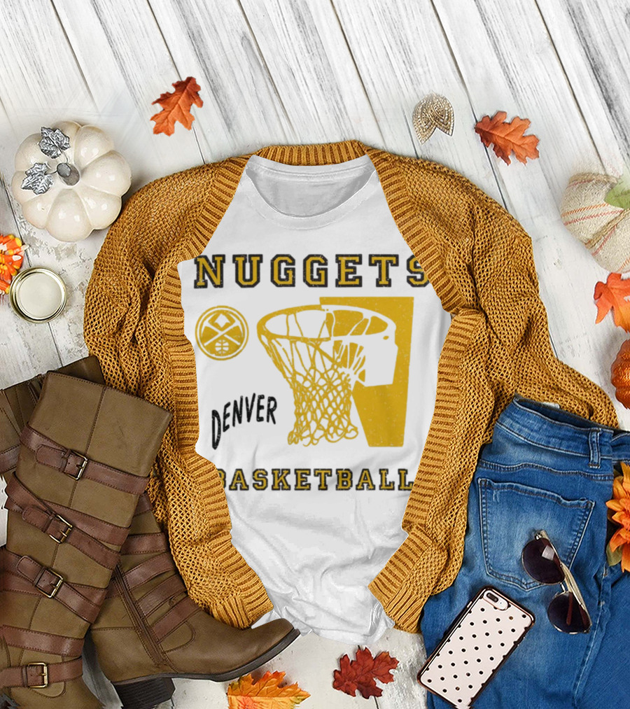 Nuggets Denver Basketball Slam Dunk White Men's Junk Food T-Shirt