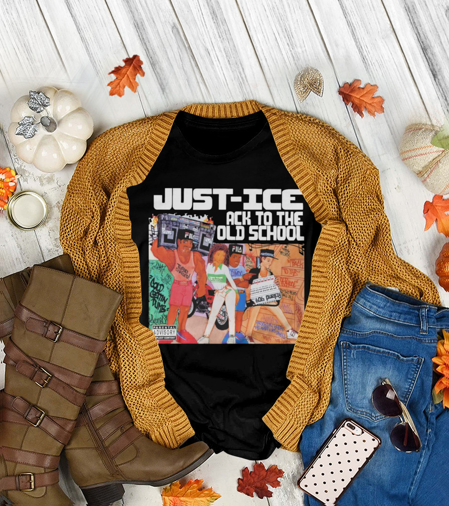 Just-Ice Back to the Old School CD Parental Advisory Explicit Content Fila Graffiti Boom Box T-Shirt