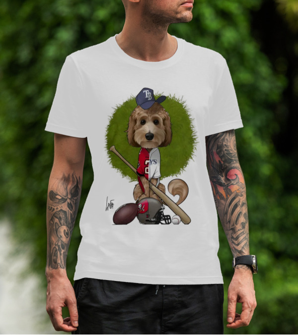 6217 Mcglumphy Tampa Bay Rays Buccaneers Canine Caricature With Sports Equipment T-Shirt