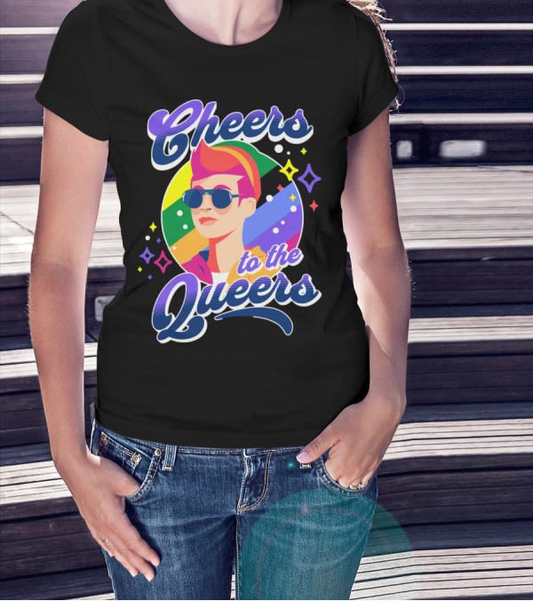 Cheers To The Queers Pride Rainbow Sunglasses Retro 80s T-Shirt
