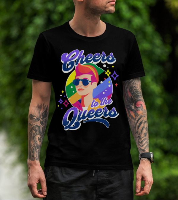Cheers To The Queers Pride Rainbow Sunglasses Retro 80s T-Shirt