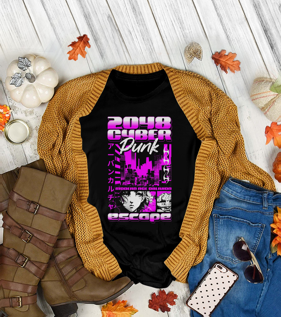 2048 Cyber Punk Escape Modern Age Oblivion Japanese Anime Urban Culture T-Shirt