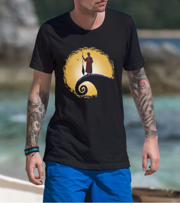 Quidditch Before Christmas Wizards Moon Scene T-Shirt