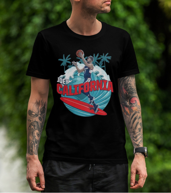 Joey California Basketball Surfing UConn Wave Palms T-Shirt