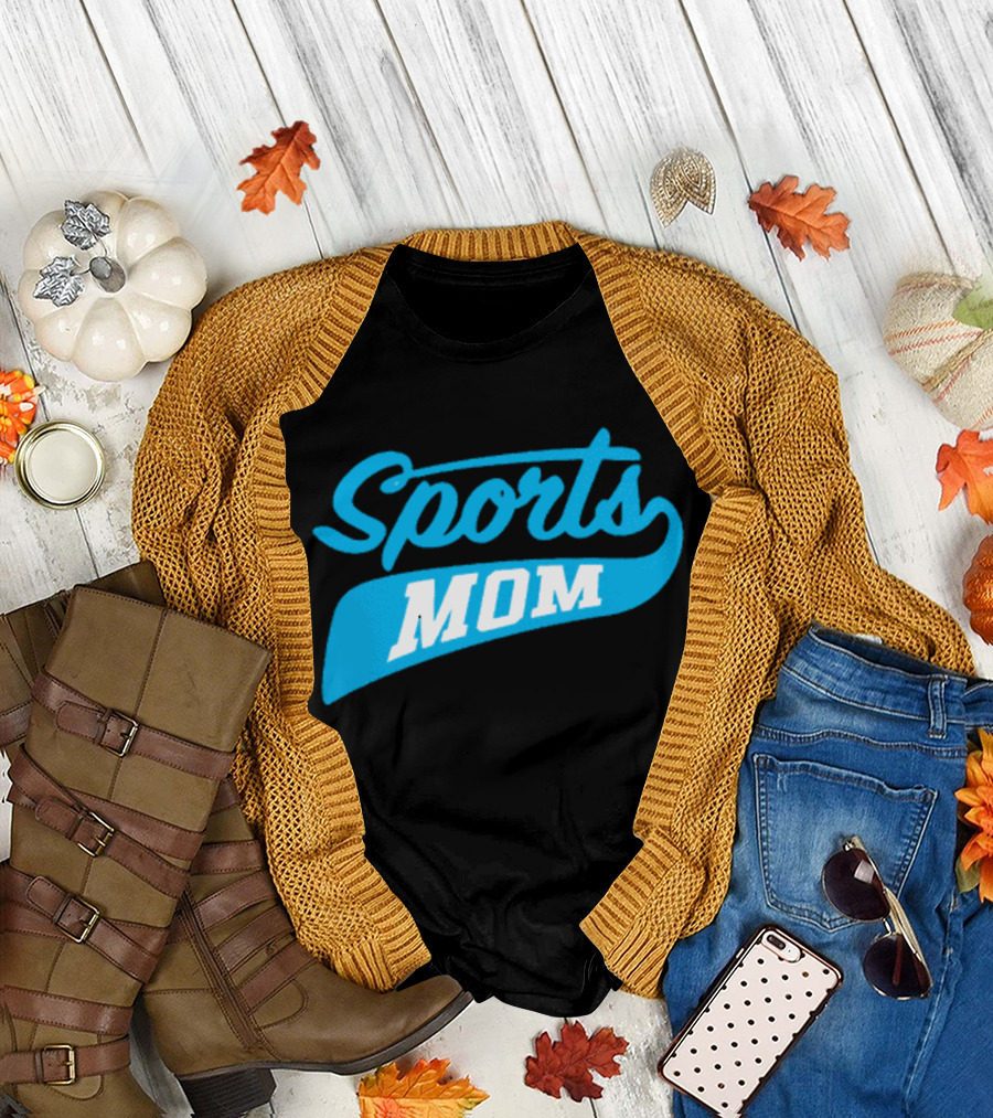 Sports Mom Blue Script Style T-Shirt