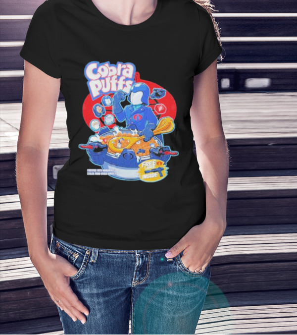 Cobra Puffs Free Laser Inside Funko Pop Style Cereal Commander Cartoon Scene T-Shirt
