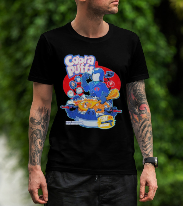 Cobra Puffs Free Laser Inside Funko Pop Style Cereal Commander Cartoon Scene T-Shirt