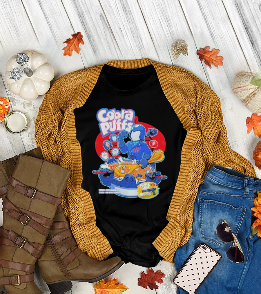 Cobra Puffs Free Laser Inside Funko Pop Style Cereal Commander Cartoon Scene T-Shirt
