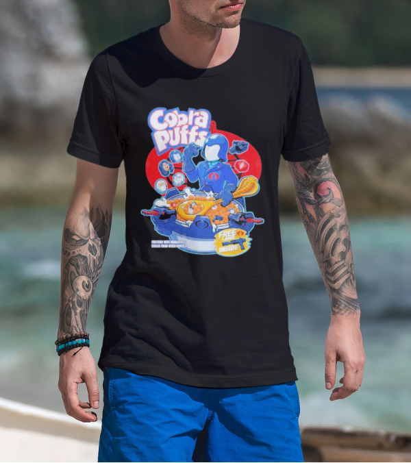 Cobra Puffs Free Laser Inside Funko Pop Style Cereal Commander Cartoon Scene T-Shirt
